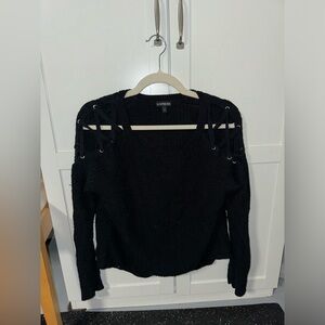 Express Open Shoulder Black Sweater